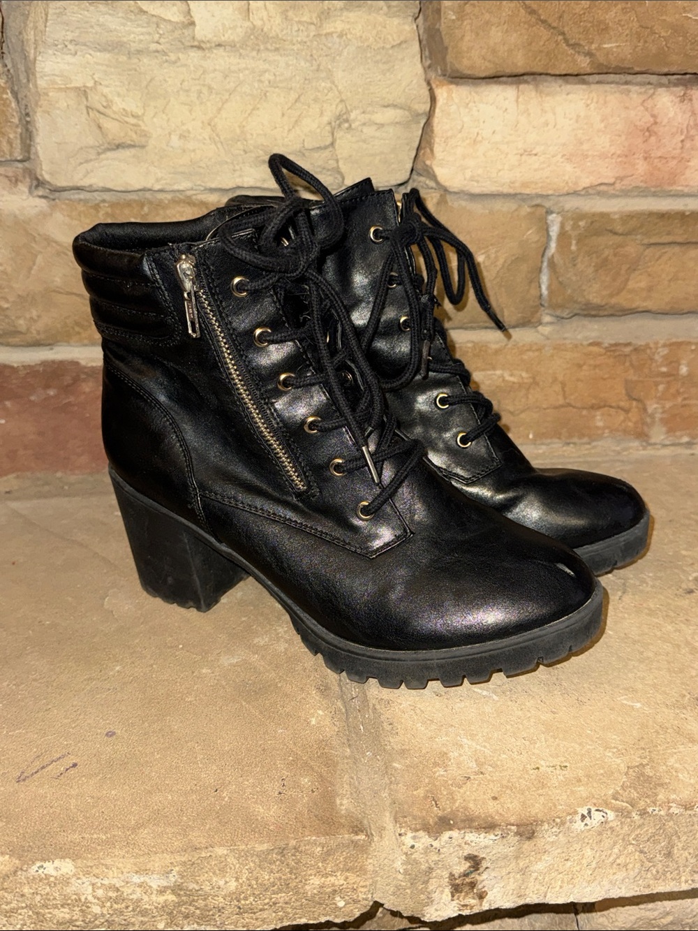 Target Black Lace-Up Block Heel Ankle Boots
